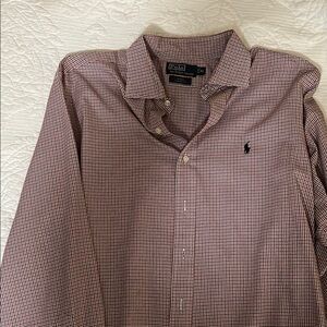 Polo by Ralph Lauren Men's Burgundy and Navy Checkered Shirt